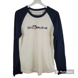 Disney Parks‎ Raglan Tee Womens Medium Cream Blue Walt Disney World Retro